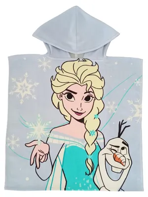 Produktbild von Disney Die Eiskönigin Badeponcho für Mädchen - Elsa & Olaf Frozen Handtuch Kinder Badetuch mit Kapuze 50 x 100 cm Blau