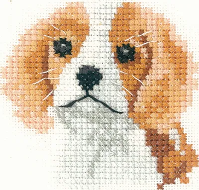 Imagen del producto de Kit de bordado a punto de cruz "Spaniel-Welpe (a)", modelo para contar, referencia lfsn1028-a, 6,5x6,5 cm