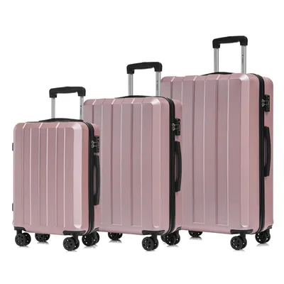 Produktbild von Premium Reisekoffer TSA-Schloss,YKK-Reißverschluss Hartschalen-Koffer Trolley Kabinenkoffer Rollkoffer Suitcase Handgepäck (Roségold, M-L-XL-Set)