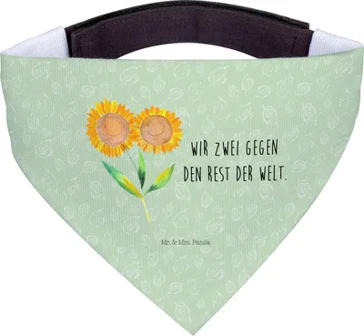 Produktbild von Mr. & Mrs. Panda Halstuch Blume Sonnenblume - Blattgrün - Geschenk, Freundin, Best Friends, Hundehalstuch, Vertrauen, Beste, Sonnenblumen, Garten, Hund, Hundetuch, Hunde