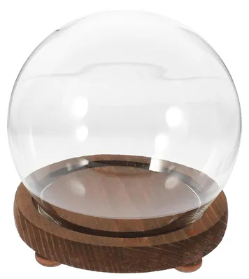 Glaskoepel met houten basis, 13,5x12x12 cm, für Deko