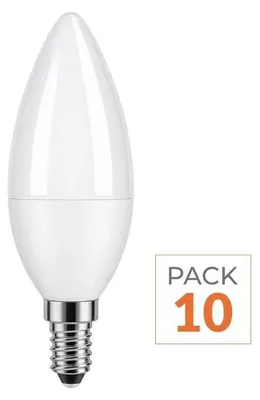Produktbild von LED-Glühbirne E14, 6W, 220V, C37, 180°, dimmbar - 10er-Pack - Kaltweiß, 6000K - 8000K