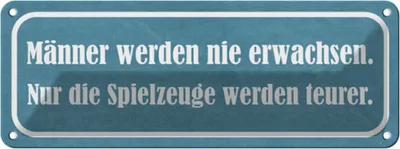 Produktbild von vianmo Blechschild 10x27 cm Männer nie erwachsen Spielzeuge Spruch Zitat