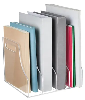 Image de Solidchoice - Récipient transparent en acrylique pour magazines, avec 4 compartiments