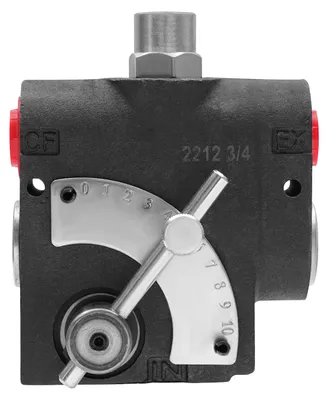 Produktbild von Hydraulikflussregelventil, einstellbarer Durchflussregelbereich, Sicherheitsventileinstellbereich, maximale Betriebsdruck 3000 PSI, schwarz