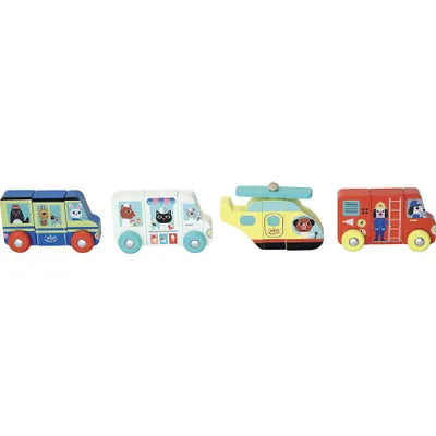 Produktbild von Set mit 4 magnetischen Fahrzeugen aus Holz