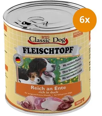 Produktbild von BTG Classic Dog Classic Dose Adult Fleischtopf Pur Reich An Ente 800g, Adult, jede Rasse, Ente, 800 g