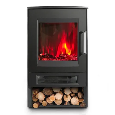 Immagine prodotto di Clanmacy caminetto elettrico 900W/1800W caminetto elettrico a piantana con riscaldamento LED effetto fiamma nero