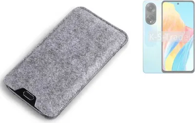 Produktbild von K-S-Trade Filz Handyhülle kompatibel mit Oppo A98 5G Schutzhülle Filztasche Filz Tasche Case Sleeve Handy Hülle Filzhülle grau