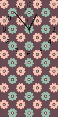 Produktbild von Wallario Design Wanduhr Muster mit grünen und rosa-farbenen Blüten aus Echtglas, Größe 30 x 60 cm
