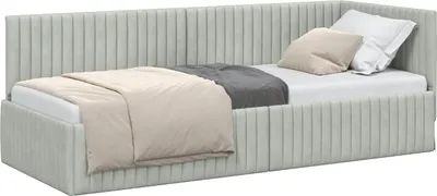 Image de vidaXL Sommier d'angle avec tête de lit gris clair 80 cm x 200 cm velours