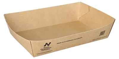 Produktbild von 80 Snacktrays, Pappe "NOTPLA" 4 cm x 11 cm x 16 cm braun