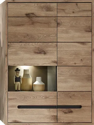 Zdjęcie produktu dla Hängevitrine >Bellano< in Viking Oak Dekor, MDF, Spannplatte - 90x126x38 (BxHxT)