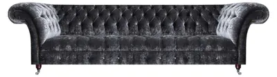 Zdjęcie produktu dla Luksusowa, czteroosobowa, tekstylna sofa Chesterfield