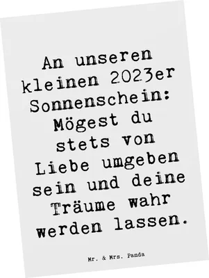 Produktbild von Mr. & Mrs. Panda Postkarte Spruch 2023 Geburtstagstraum - Weiß - Geschenk, Geburtstagsdekoration, Geburtstagsgeschenk, Geburtstagsparty, Liebe, Glückwunsch, Kunstkarten