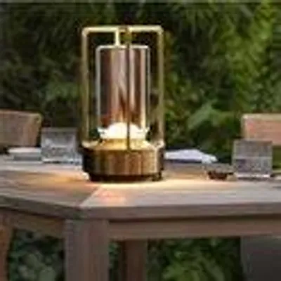 Productafbeelding van OMNIEXA Tafellamp / Designlantaarn Champagne Goud – Dimbaar & Draadloos – 3 Lichtstanden – LED Lantaarn met TouchControl
