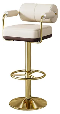 Immagine prodotto di Set di sgabelli da bar, con altezza regolabile, schienale e braccioli, girevoli a 360°, colore bianco