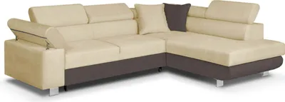 Produktbild von Ecksofa mit Schlaffunktion, CREDO Wellenfedern, rechts - Beige/Braun