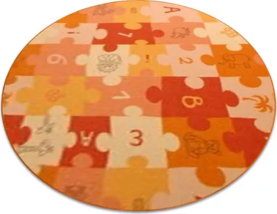 Obrázek produktu pro Kulatý koberec PUZZLE oranžový  oranžový kruh PRŮMĚR 100 cm