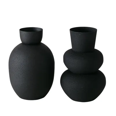 Produktbild von BOLTZE Dekovase 2er Set "Maynar" aus Eisen in schwarz, Vase Blumenvase