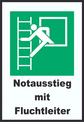 Produktbild von Notausstieg mit Fluchtleiter A0 Rückseite selbstklebend Schild