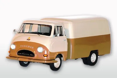 Produktbild von G35105_2 Golden Oldies Hanomag Kurier mit Kofferaufbau 1:32 Grundfarben beige/braun