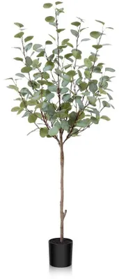 Obrázok produktu pre Umelý eukalyptus, 120 cm, umelá rastlina z plastu do kúpeľne alebo kancelárie, moderná dekorácia do domácnosti