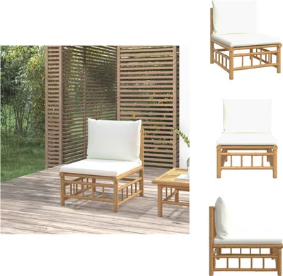 Produktbild von vidaXL Garten-Mittelsofa mit Cremeweißen Kissen Bambus -  Gartensofaelemente