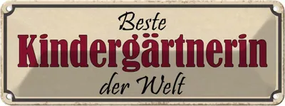 Produktbild von vianmo Blechschild 10x27 cm beste Kindergärtnerin der Welt Spruch Zitat