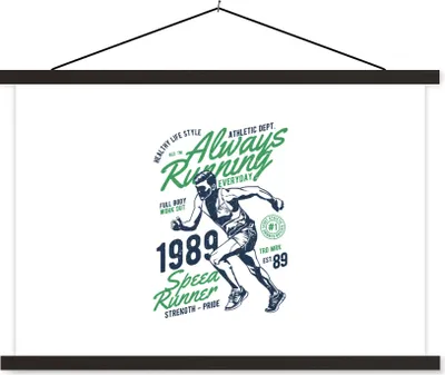 Produktbild von MuchoWow® Textilposter Laufen - Retro - Sport 120x80 cm mit schwarzem Rahmen - Wanddeko
