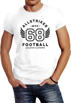 Produktbild von Herren T-Shirt College Design Schriftzug NYC 68 Football Athletic Clothing Vintage Fashion Streetstyle Neverless® weiß 4XL