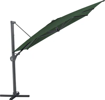 Produktbild von Kettler Easy Swing Ampelschirm 300x300 cm, UPF50+, inkl. Abdeckhaube+ Schirmständer, anthrazit matt/grün, Aluminium/Polyester mit Polyurethan-Beschichtung