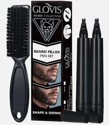 Produktbild von GLOVIS  DOUBLE BEARD FILLER - BARTFÜLLER Bart Verdickung Marker Stift Bart Füllung Dicker Bart 2X Füller - SCHWARZ