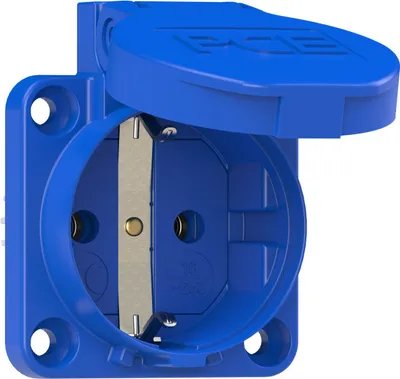 Produktbild von CEE Schutzkontakt Anbausteckdose blau mit Dichtrand 16A 250V IP54 PCE 105-0bw