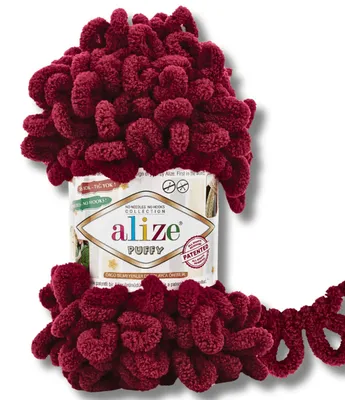 Imagen del producto de Alize 1x 100g, lana esponjosa, color sólido, ideal para tejer a crochet o a dos agujas (color burdeos - 987)