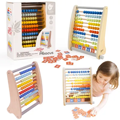Image de Abacus classique en bois + opérations mathématiques, 46 pièces