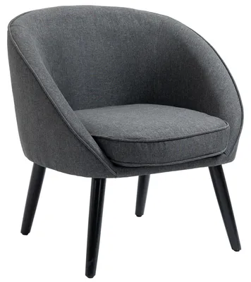 Productafbeelding van HOMCOM Eetkamerstoel - Bekleed - Grijs - 71 x 65 x 75 cm