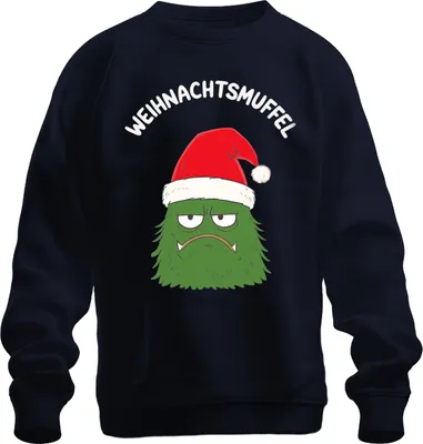 Produktbild von WEIHNACHTSMUFFEL Weihnachtsmonster Nikolausmütze sarkastisch Uni Sweatshirt Pullover, Navy, XXL
