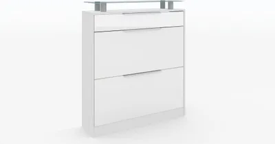 Produktbild von Schuhschrank "Oliva1" stehend, weiß-glänzend
