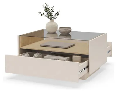 Produktbild von Karisasa - Couchtisch, 96x40x43h cm Beige, eine Schublade
