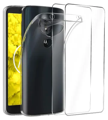 Image de kit de protection 2en1 pour le Motorola Moto G6 comprenant 2x film en verre 9H et 1x coque en silicone - Housse transparente