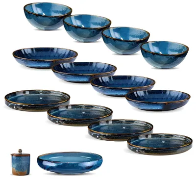 Zdjęcie produktu dla Zestaw porcelanowy VERLO Deep Blue, 14-elementowy serwis na 4 osoby