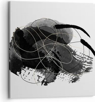 Produktbild von Bild auf Leinwand - Leinwandbild - Einteilig - Abstraktion Schwarz Flecken - 70x70cm - Wand Bild - Wanddeko - Wandbilder - Leinwanddruck - Bilder - Wanddekoration - Leinwand bilder - AC70x70-4368