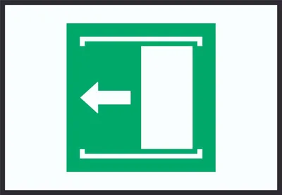 Produktbild von Schiebetür öffnet nach links Symbol A3 Rückseite selbstklebend Schild