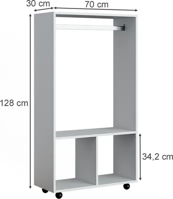 Image de Armoire Vicco Sydney Blanc 70x128cm, Model 37513