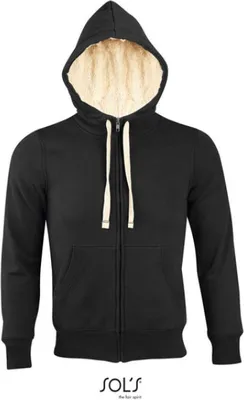 Produktbild von SOLs 00584 | Uni Zipped Jacket Sherpa / Herren und Damen Kapuzenpulli - Farbe: Black - Größe: L