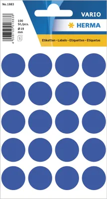 Immagine prodotto di Etichette multiuso HERMA rotonde, in carta opaca blu, 19 mm, 100 pezzi