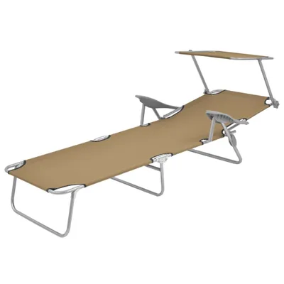 Produktbild von vidaXL Sonnenliege Klappbar mit Sonnenschutz Stahl Taupe