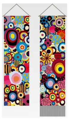 Produktbild von 2 Stück Boho Wandteppich mit abstrakten Kreisen. Wandteppich im psychedelischen Hippie-Stil zum Aufhängen für Schlafzimmer, Wohnzimmer, Kaffeezimmer und Heimdekoration (45,7 x 13 Zoll)