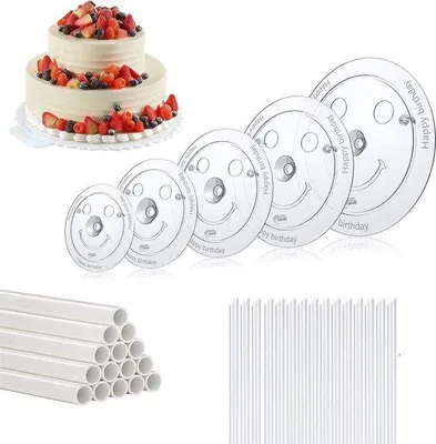 Produktbild von Famanu Tortenstützen - wiederverwendbar - stapelbar - Tortendekoration - Kunststoff - Set von 30 - 10/6"/25/30/30 cm